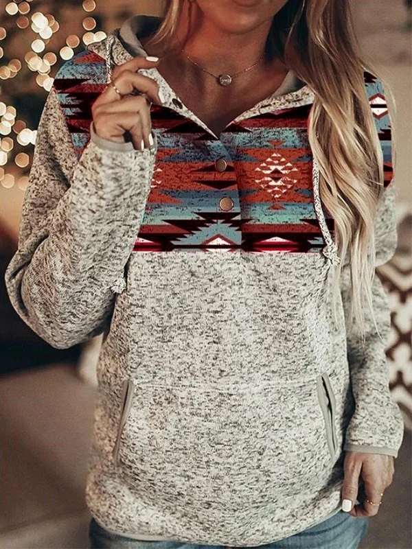 Women's Western Aztec Printed Sweatshirt