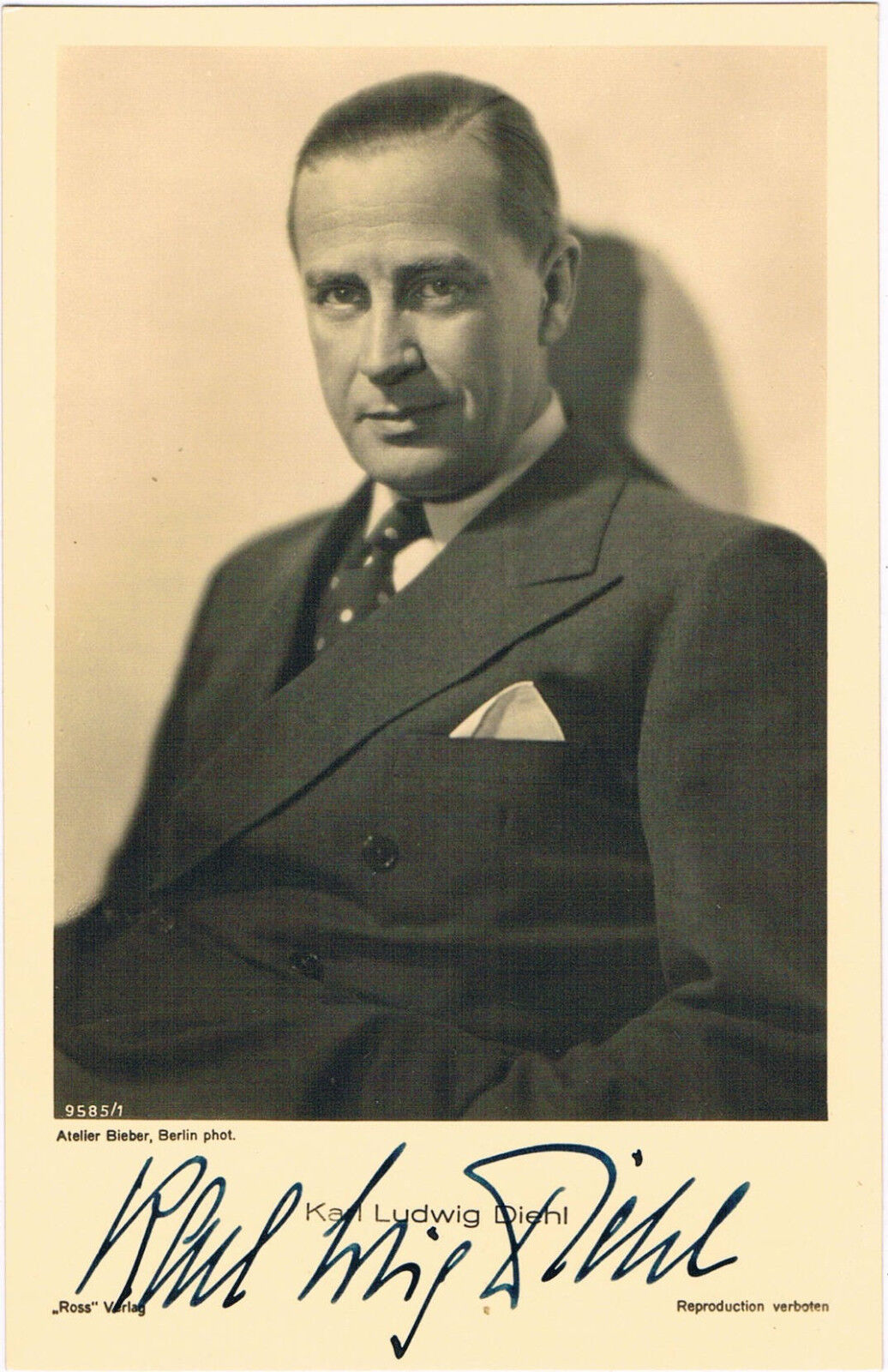 Karl Ludwig Diehl 1896-1958 signed postcard Photo Poster painting ROSS 3.5x5.5