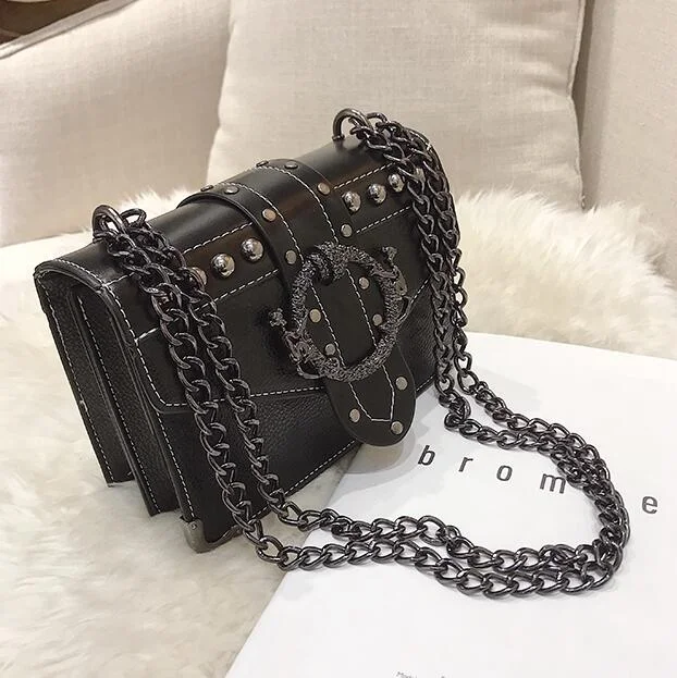 European Fashion Female Square Bag 2021 New Quality PU Leather Women's Designer Handbag Rivet Lock Chain Shoulder Messenger bags