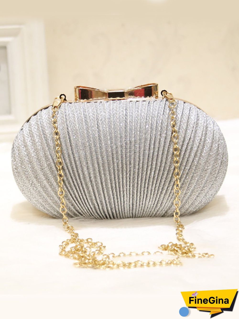 Pleated Butterfly Goose Egg Dinner Bag Oval Clutch Party Party Dress Chain Bag