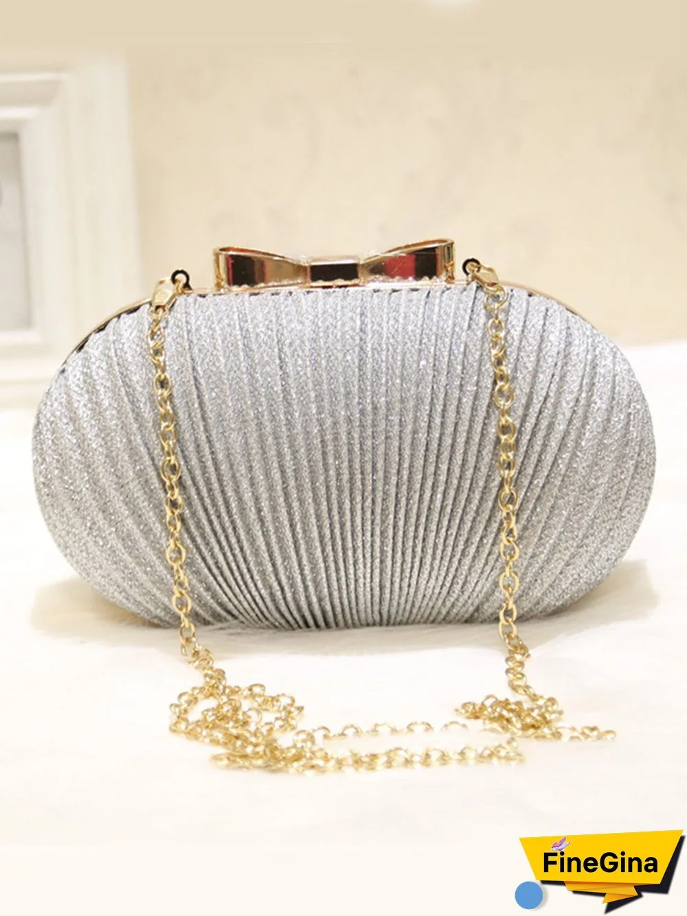 Pleated Butterfly Goose Egg Dinner Bag Oval Clutch Party Party Dress Chain Bag