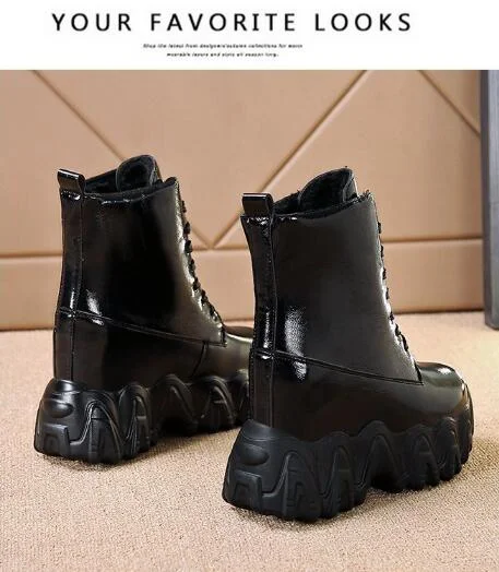 NEW Brand Woman Martin Boots Heel Shoes Women Sneakers Lace Up Winter Autumn Hidden Heels Shoes Daily Short Boots Woman Trainers