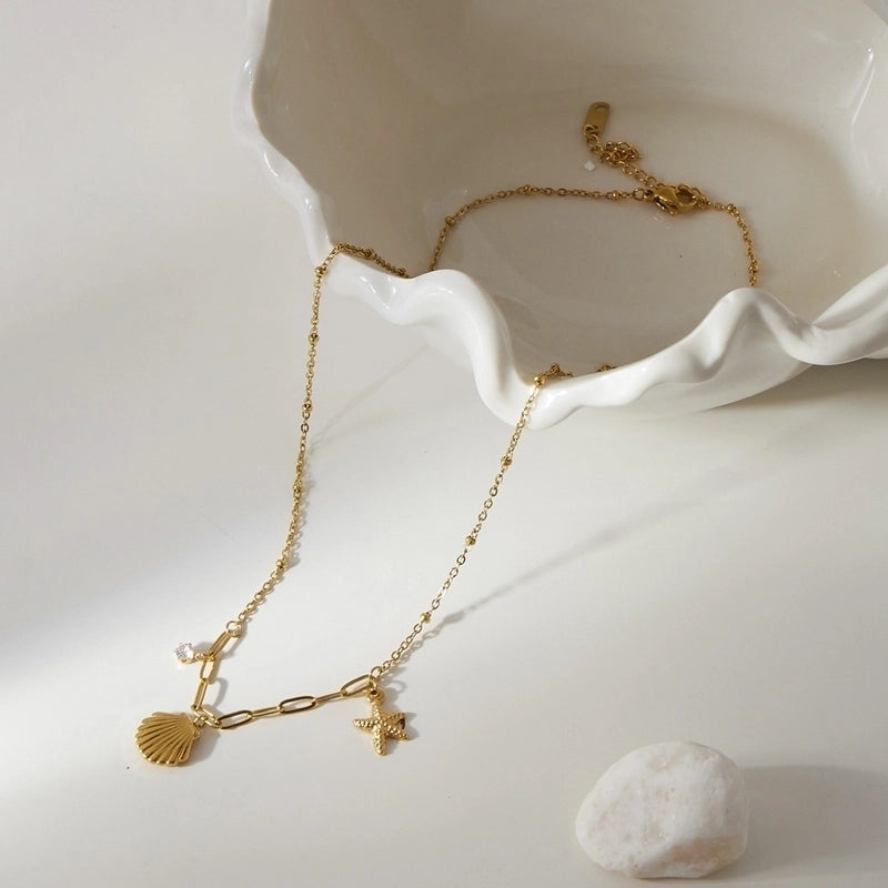 Cute Sweet Minimalist Shell Titanium Steel Pendant Necklace