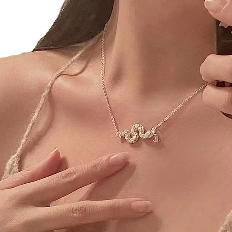 Rhinestone Snake Jewelry Set with Necklace Bracelet and Earrings for Women