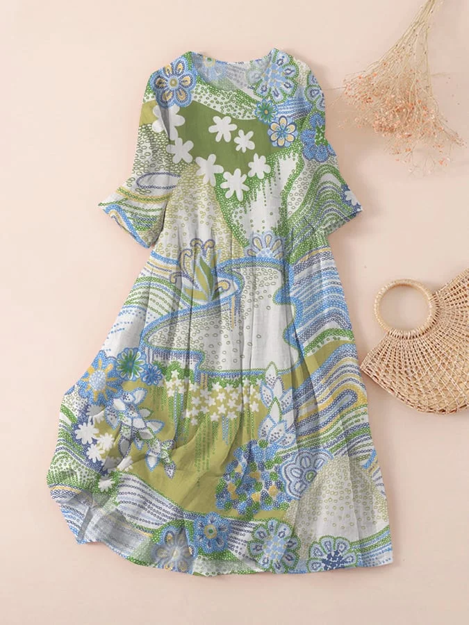 Women's Art Floral Print Dress
