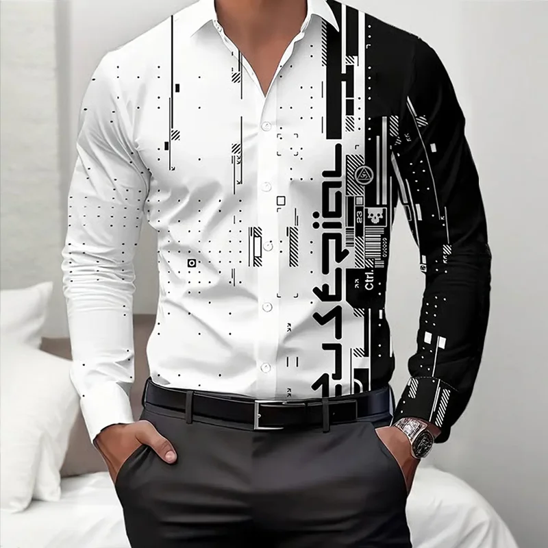 Men's Urban Style Printed Long Sleeve Shirt