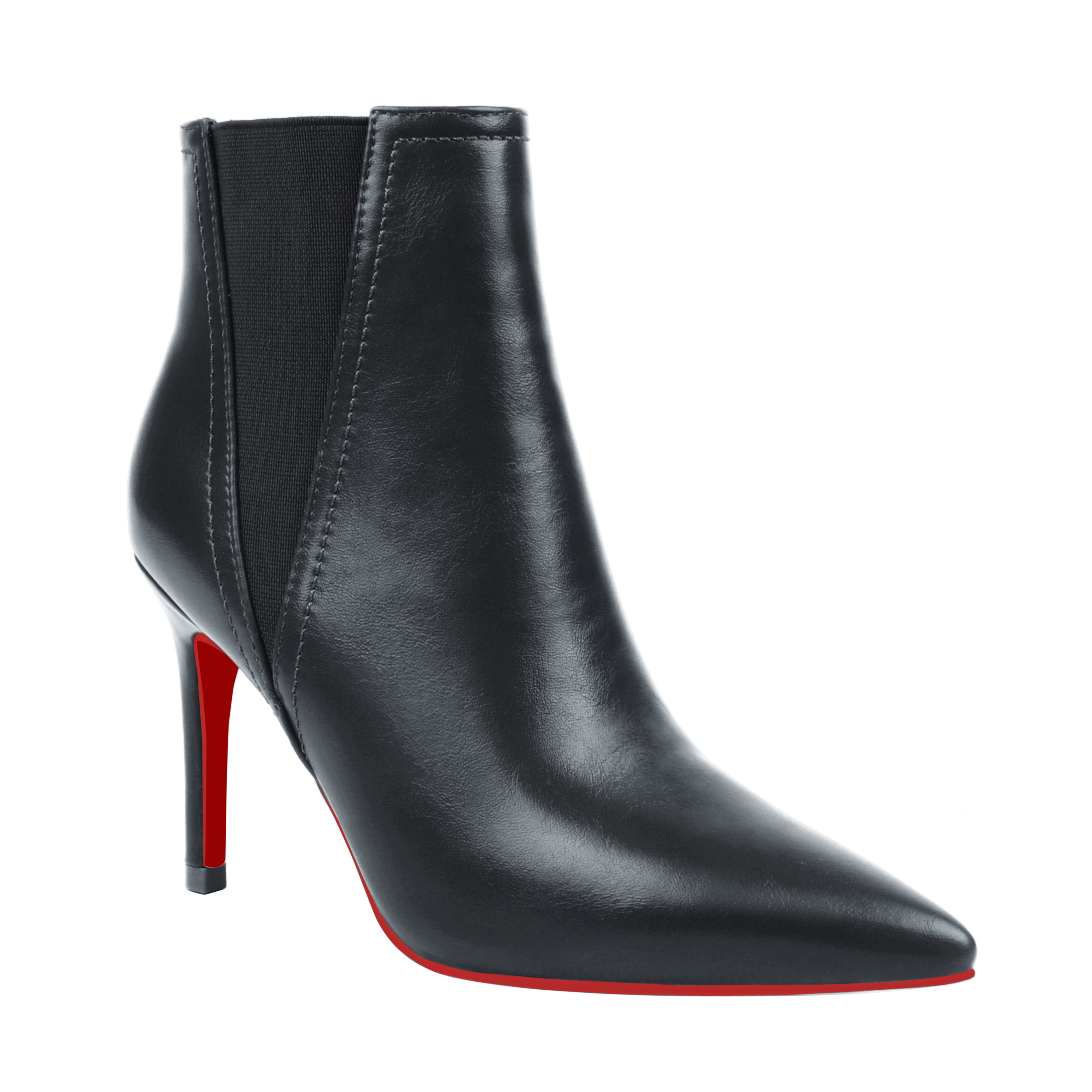 90mm Women's Stiletto Middle Heel Pointed Toe Red Bottom Ankle Boots Matte Shoes-MERUMOTE