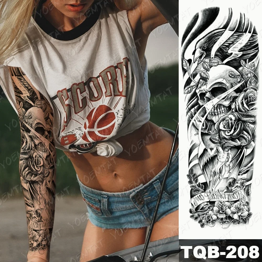 Large Full Arm Sleeve Tattoo Indian Forest Leopard Waterproof Temporary Tatoo Sticker Wild Tribe Men Women Body Art Tatto