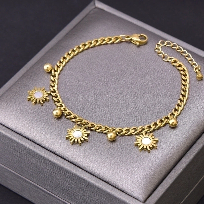 Fashion Sun 304 Stainless Steel 18K Gold Plated Shell Stainless Steel Bracelets In Bulk