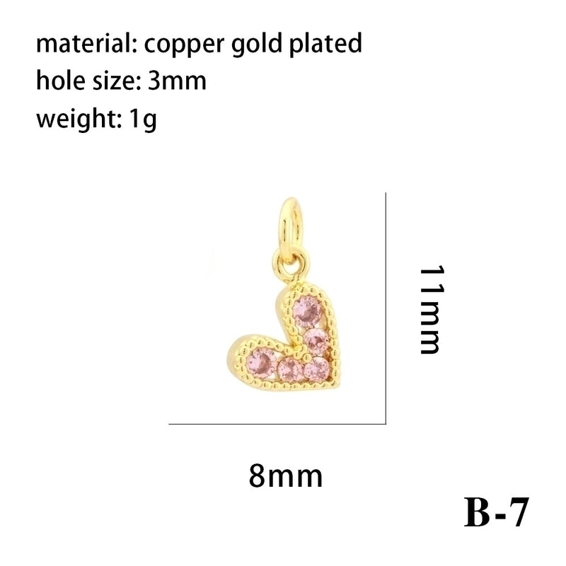 1 Piece Copper Zircon 18K Gold Plated Inlay Polished Pendant