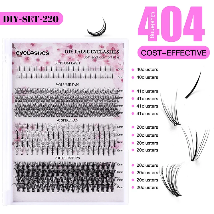 404 Clustered False Eyelashes Set Diy Mixed Segmented Grafting Single Cluster Lower Eyelashes