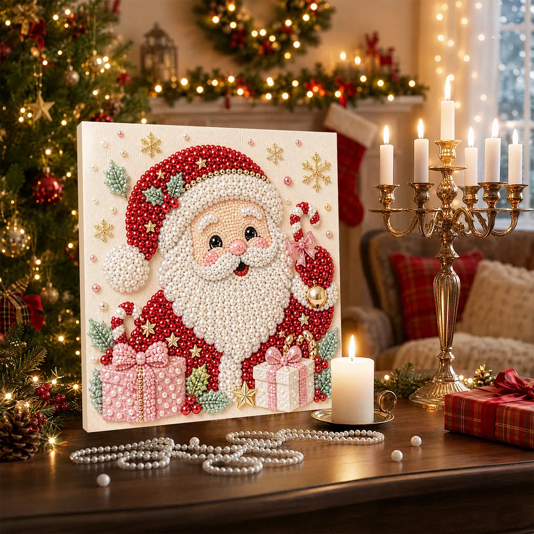 Pearl Painting Kit for Adults Framed Santa 7.87x7.87in