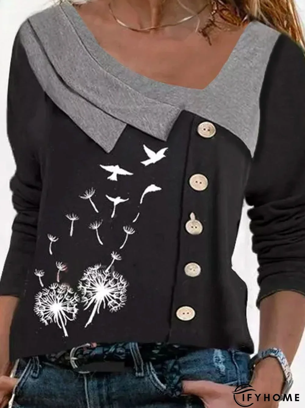 Asymmetrical Casual Long Sleeve Tunic T-Shirt | IFYHOME