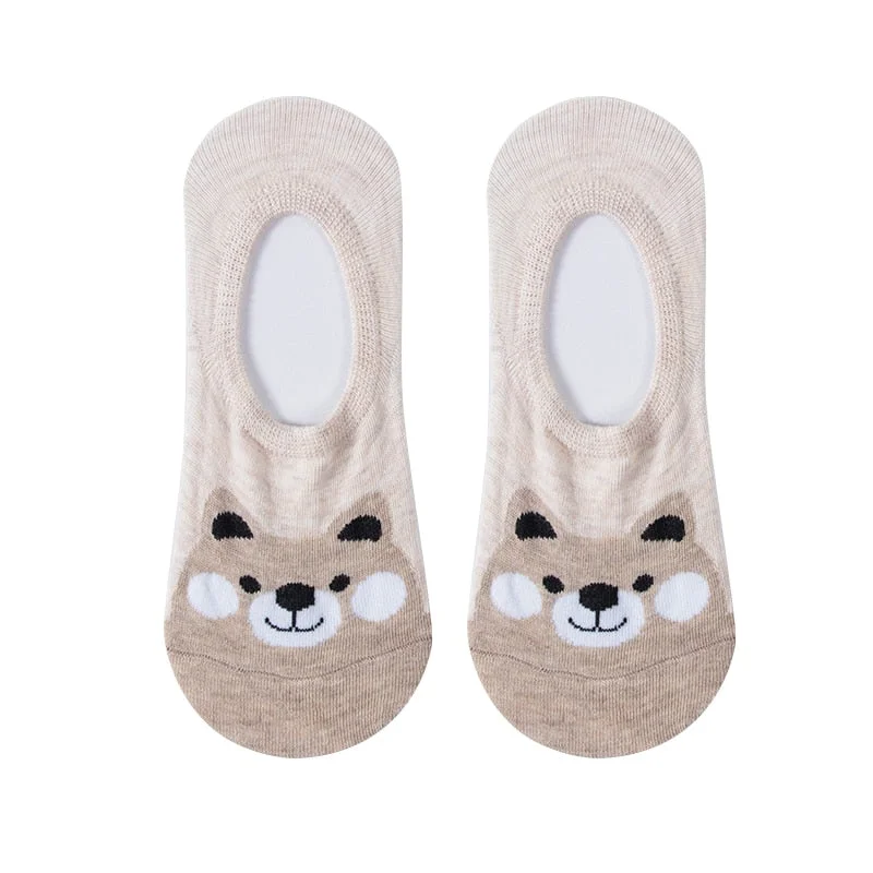 1 Pair Ankle Socks Women Cotton No Show Non-slip Short Boat Invisible Soft Heart Autumn Kawaii Indoor Sock Slippers