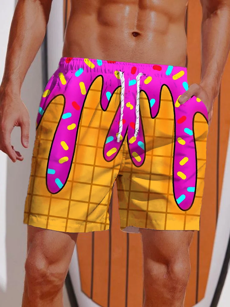 Ice Cream Melts Cones Pattern Printing Shorts BestDVibe