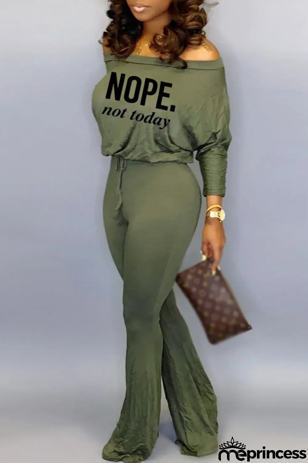 Grey Casual Print Split Joint Oblique Collar Regular Jumpsuits