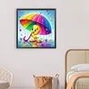 Petit canard jaune avec parapluie arc-en-ciel-peinture diamant ronde-50*50cm