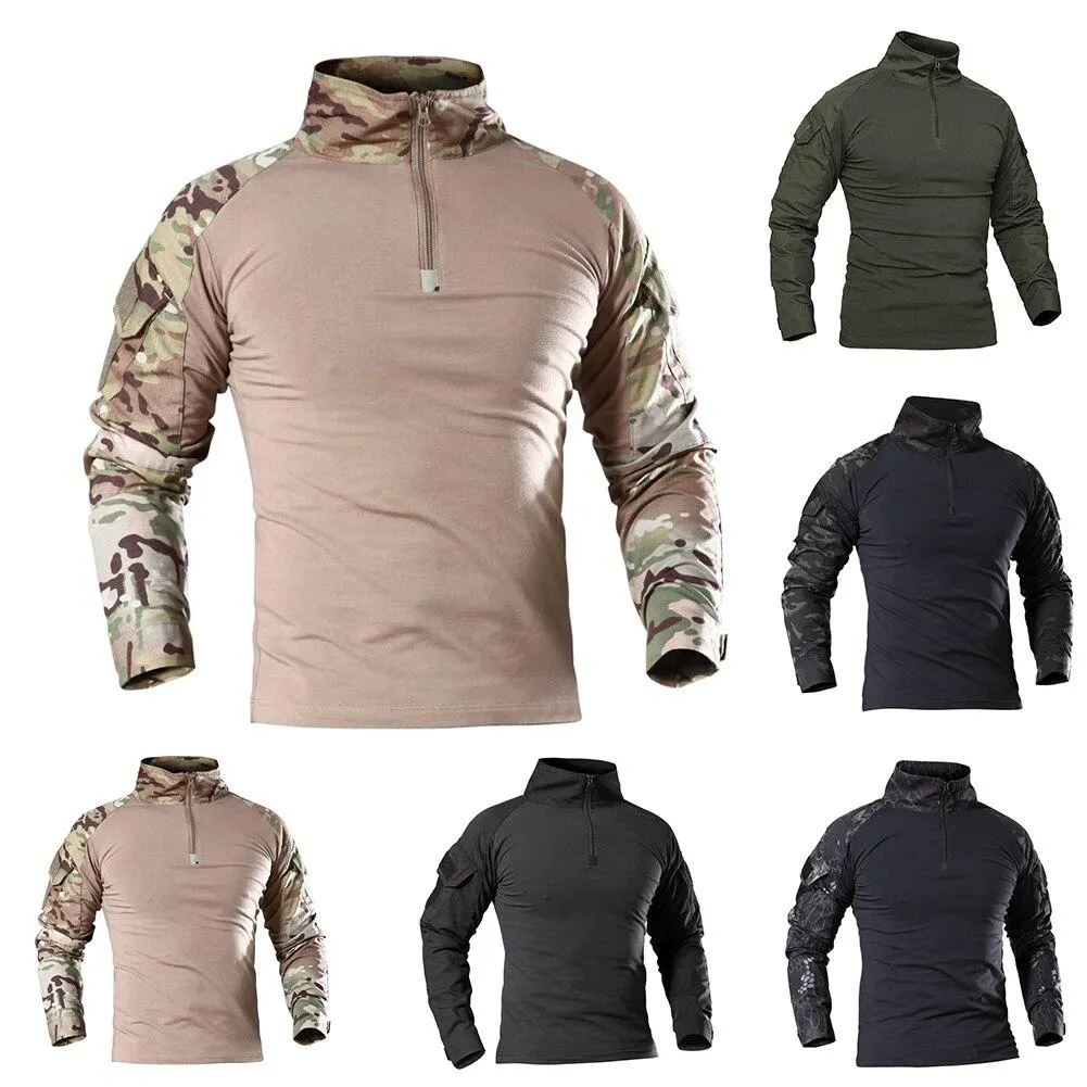 Men Combat Shirt Top Uniform Airsoft Camouflage Combat-Proven Shirts Rapid Assault Sleeve Shirt Battle Strike футболка мужская