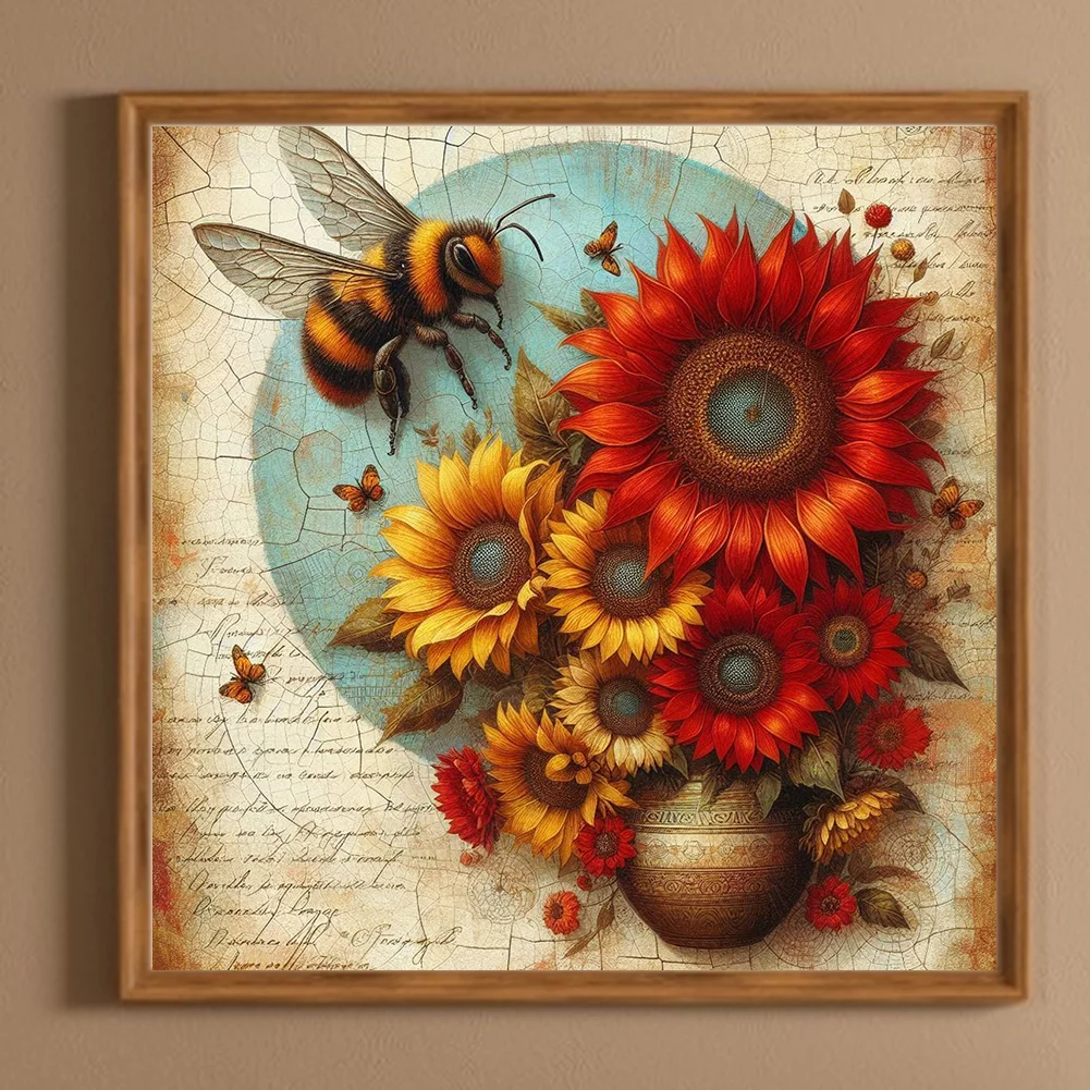 Diamond Painting - Full Round Drill - Flower Bee(Canvas|30*30cm)