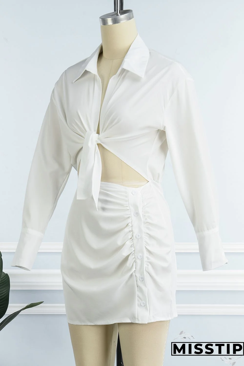 Black Casual Solid Patchwork Turndown Collar Shirt Dress Dresses