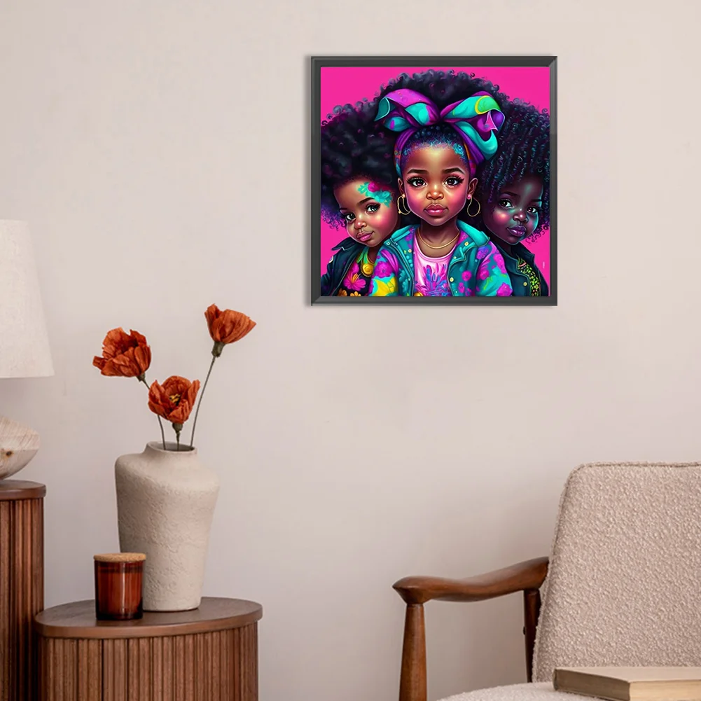 Diamond Painting - Full Round Drill - Black Girl(Canvas|30*30cm)