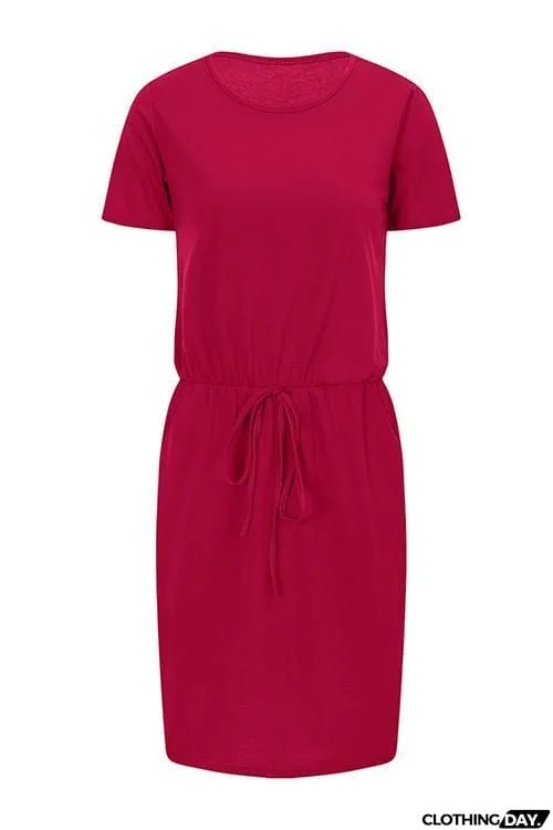 Drawstring Pockets Mini Dress
