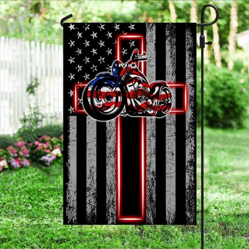 Unique Gift Motorbike Flag Jesus Motorcycle American Flag