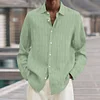 Men's Lapel Loose Button Cotton and Linen Striped Shirt
