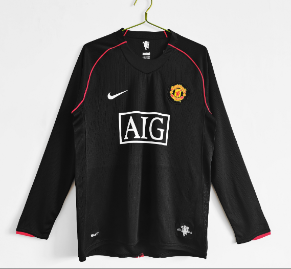 Retro 07/08 Manchester United Away Long Sleeve Football T-Shirt Thai Quality