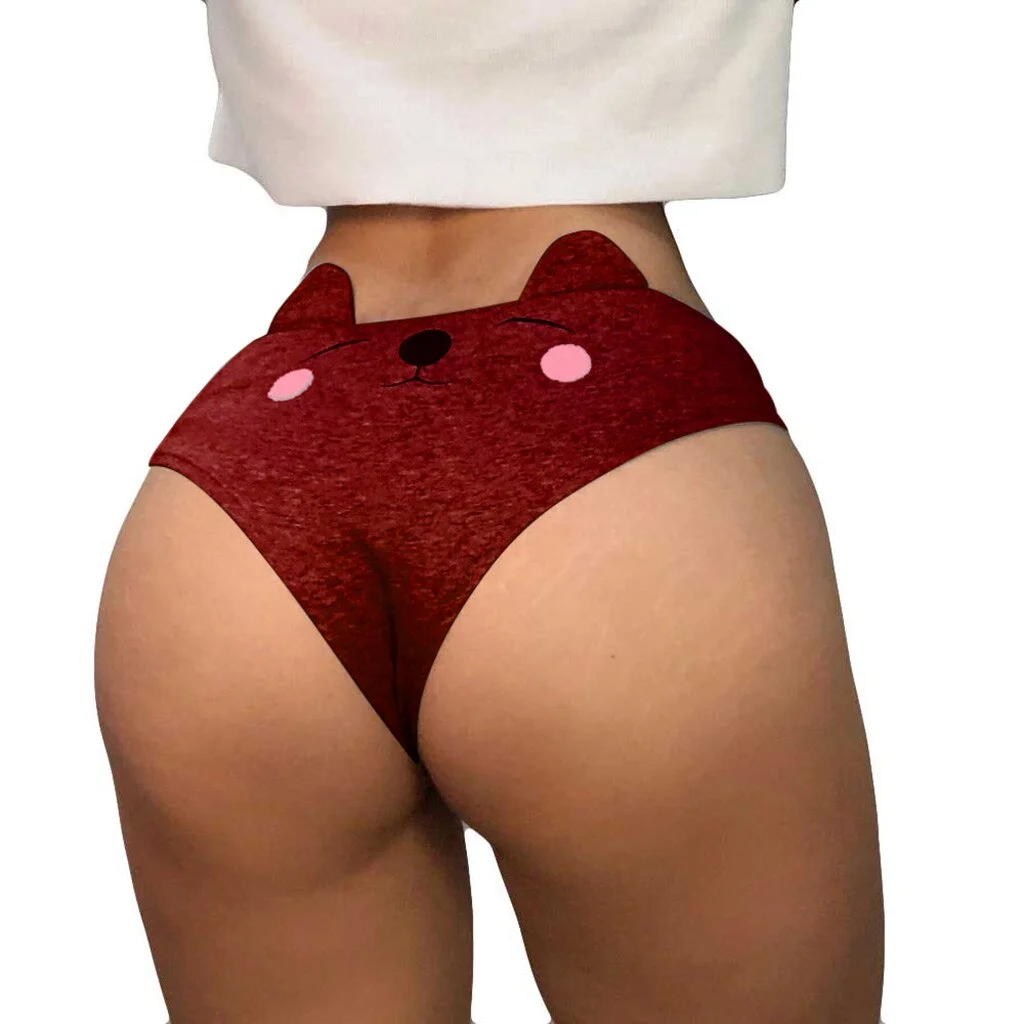 Cotton Panties Women's Underwear Sexy Funny Cat Ear Lingerie High Waist G-string Briefs Sexy Panties T string Thongs Comfortable