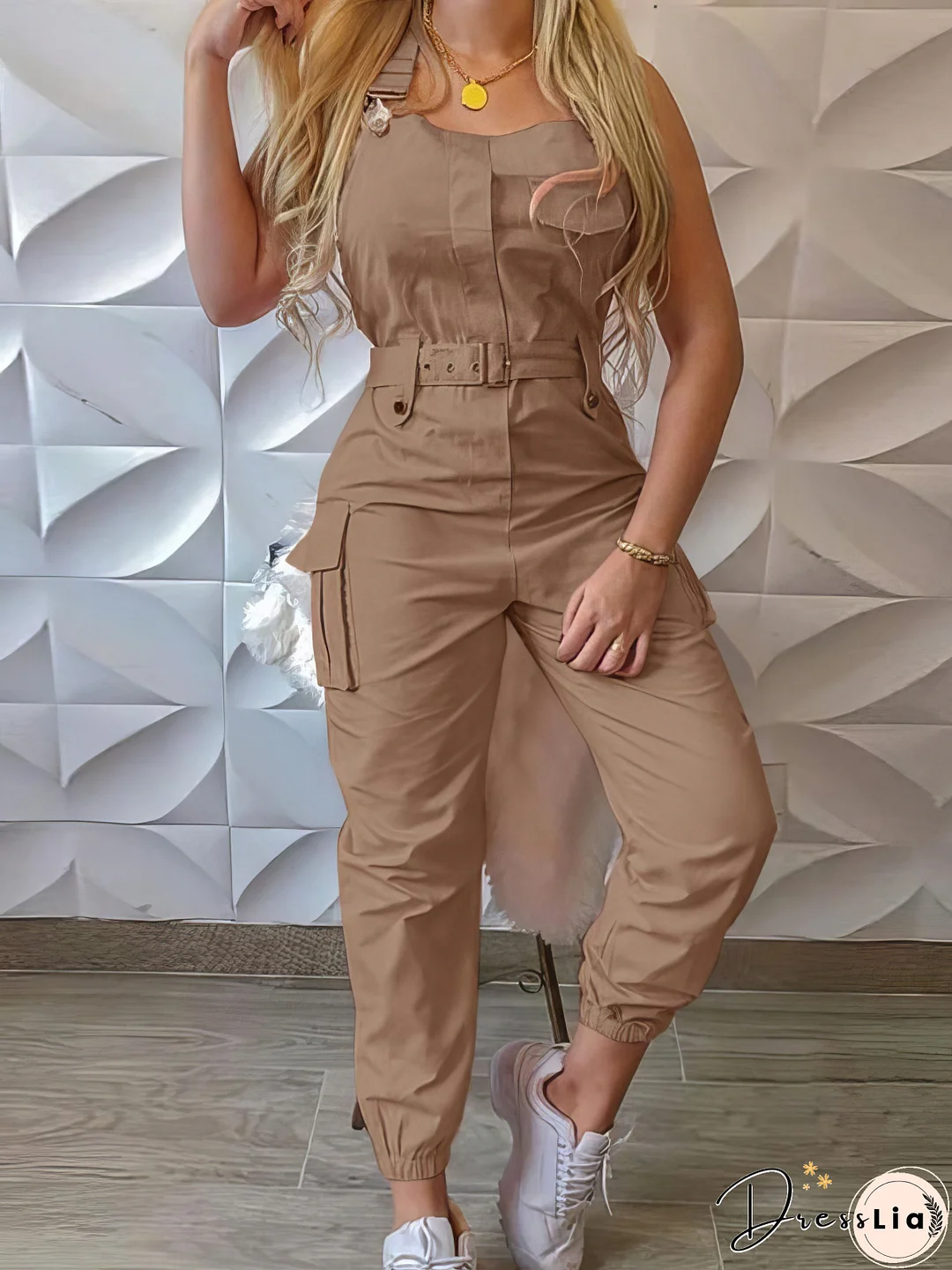 Women's Jumpsuits Tooling Belt Sleeveless Suspenders Simple Restraint Foot Jumpsuit
