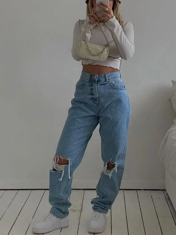 High waist ripped jeans