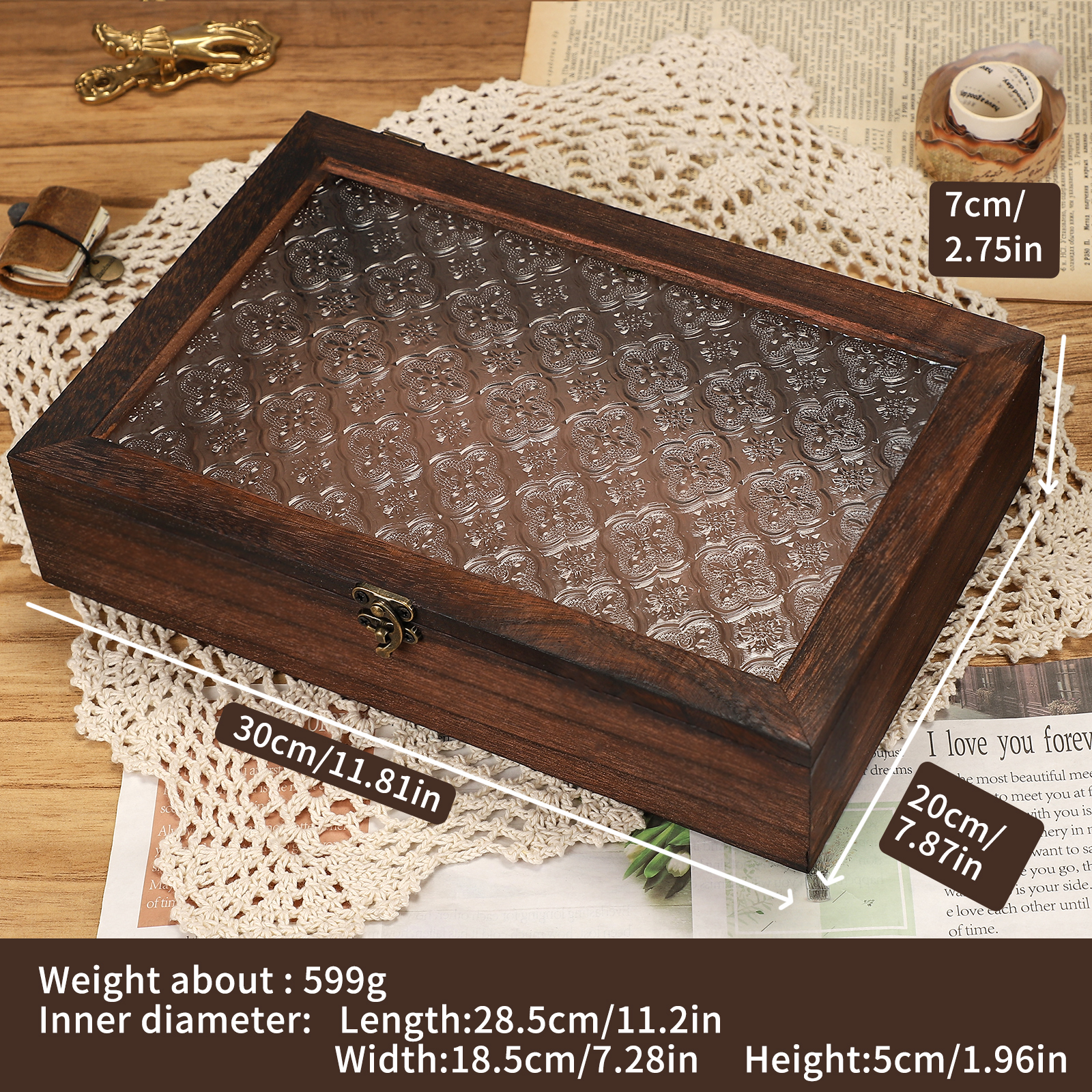 Journalsay Vintage Wooden Flip-top Storage Box
