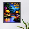 Diamond Painting-DIY Round Partial AB Drill Night Bridge(45x55cm)