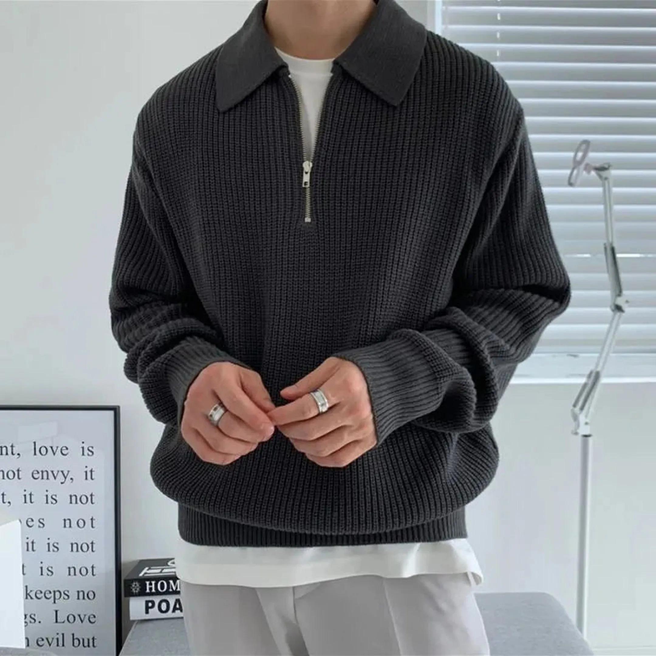 Men's Lightweight Zip-Up Knit Polo Shirt &ndash; Breathable Comfort