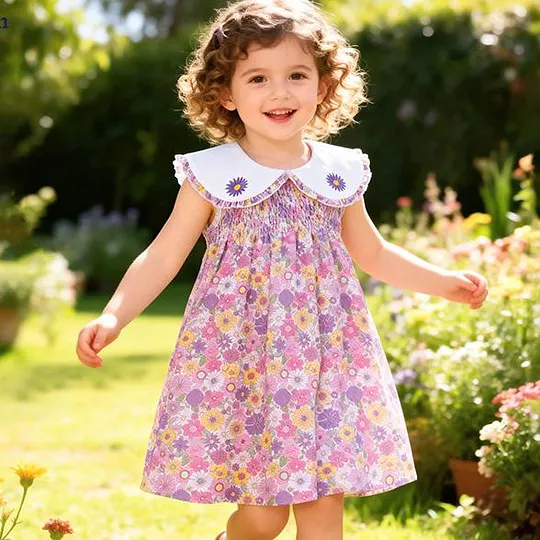 【18M-7Y】Girls' Adorable Floral Fashion Dress