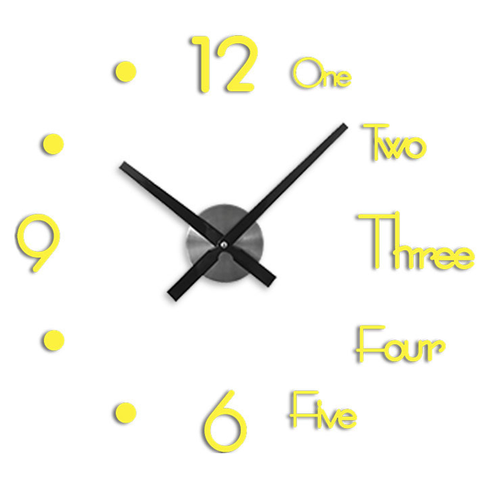 

3D DIY Acrylic Mirror Sticker Silent Big Wall Clock Home Decoration (Gold), 501 Original