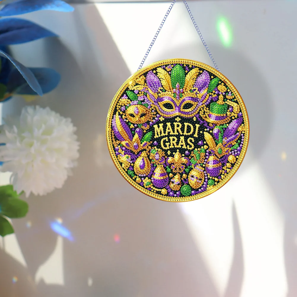 DIY St Patrick Mask Acrylic Wreath Diamond Painting Hanging Pendant Wall Decor