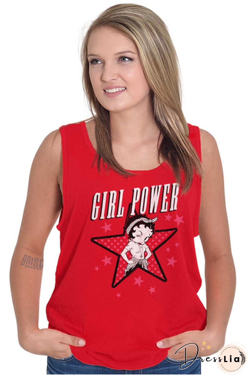Licensed Betty Boop Girl Power Feminist Retro Tank Tops T-Shirts Tees For Womens