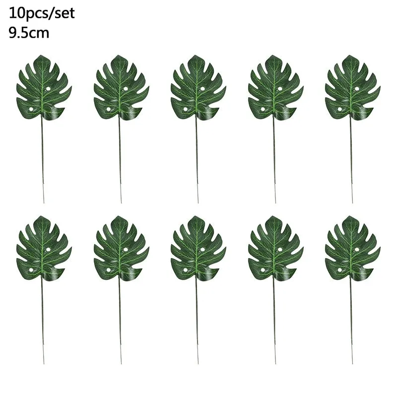 Summer Tropical Artificial Palm Leaves for Wedding Hawaiian Luau Jungle Birthday Party Home Decoration Fake Plant Turtle Leaf
