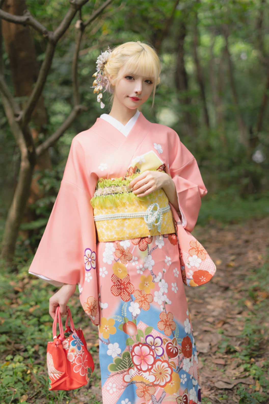 Yukata Kimono Purple  Print For Japanese Wedding Kimono - ぎおんまつり Stupa Stones