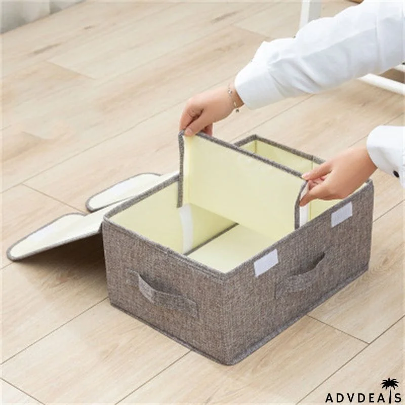 Foldable Storage Box With Double Lids And Compartments