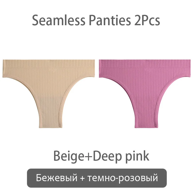 FINETOO Seamless Brazilian Panties Women 2Pcs/set T-back Underwear M-XL Panty Ladies Thongs Underpants Female Lingerie 9 Colors