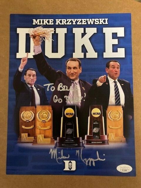 Mike Krzyzewski 8.5x11 Boldly Signed Photo Poster painting With JSA Certification