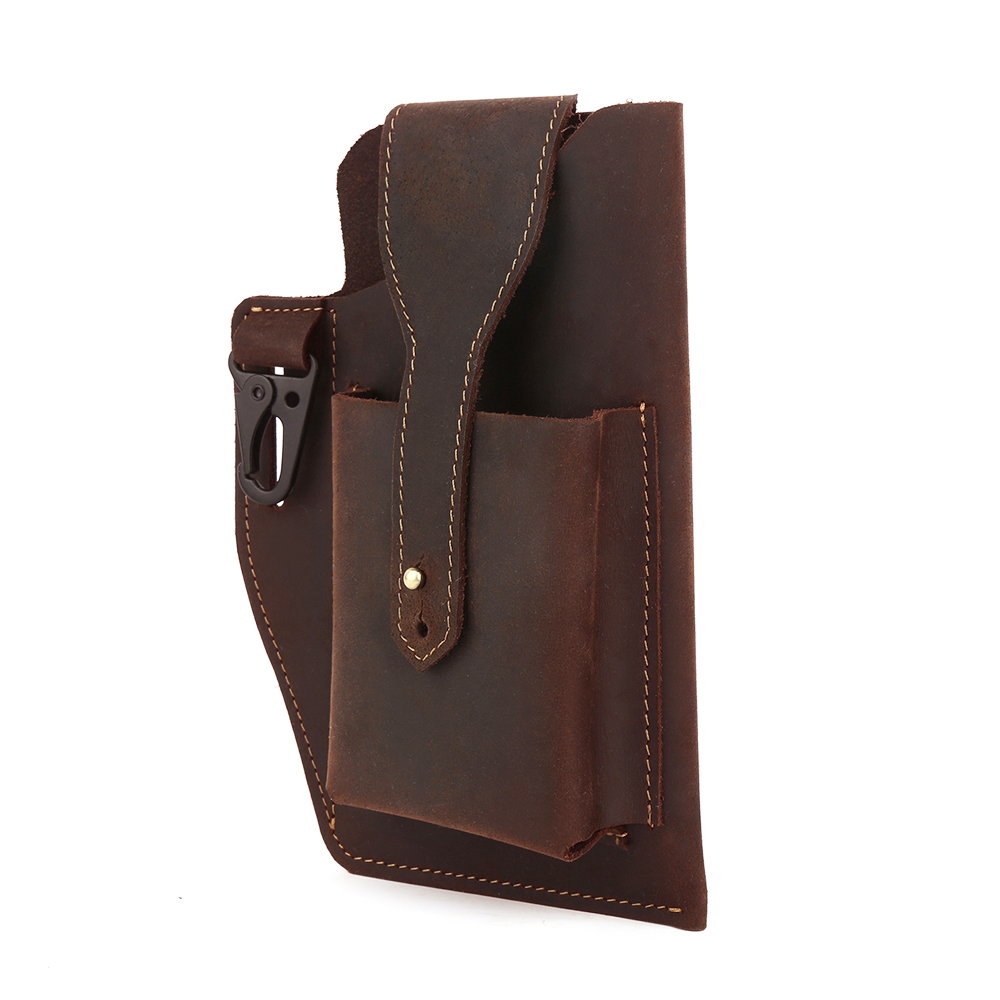 Men's sports tactical fanny pack bag European and American retro leather fanny pack