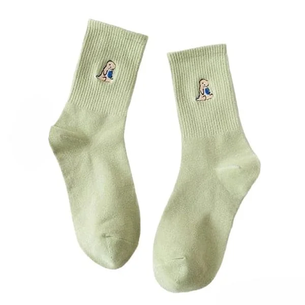 Dino Embroidery Socks