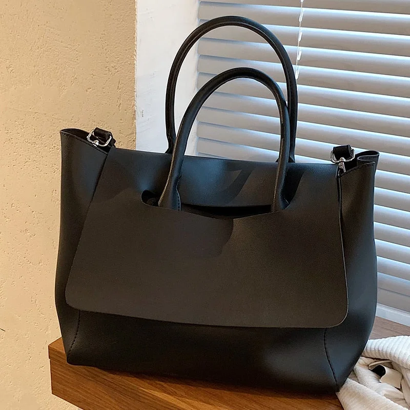 Vintage Large Tote bag 2021 Winter New High-quality PU Leather Women's Designer Handbag Luxury brand Shoulder Messenger bag