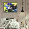 Diamond Painting -DIY Round Drill Cat lounging in Flowers