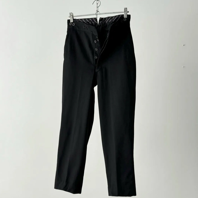 Men's Suspenders Fishtail Black Trousers