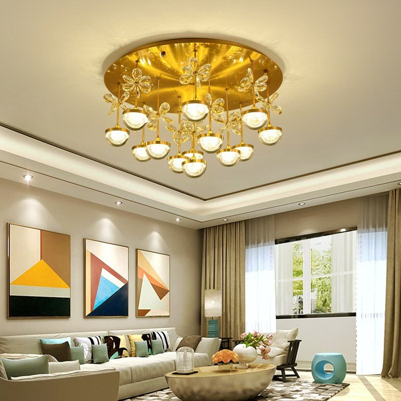 LED Postmodern Iron Crystal Acryl Round Gold LED Lamp.LED Light.Pendant Lights.LED Pendant Light.Pendant Lamp For Foyer Bedroom